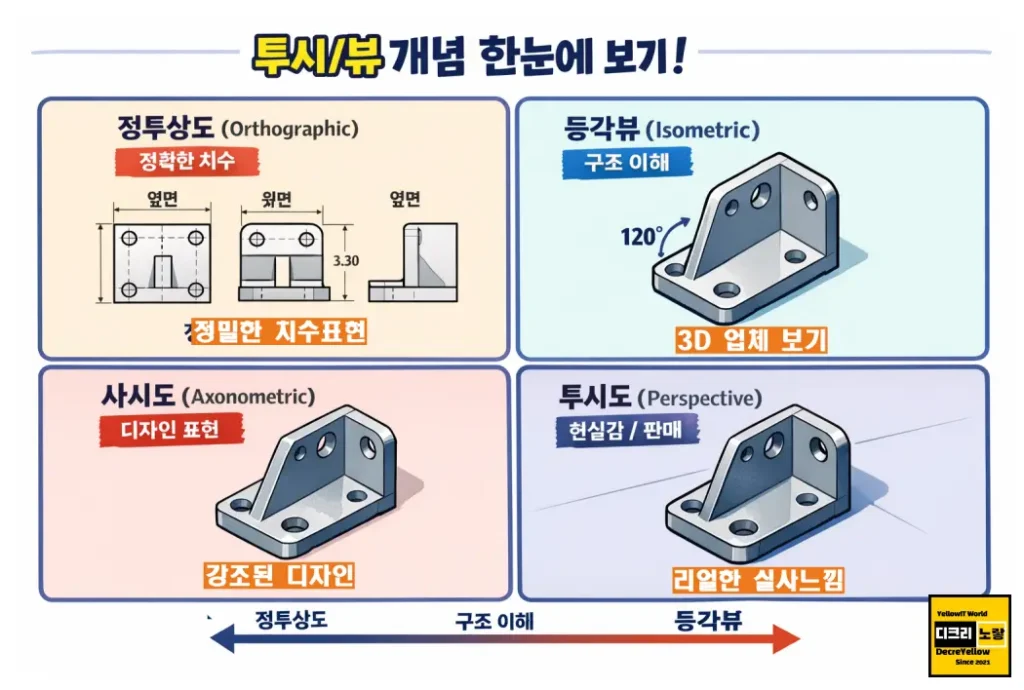 UG NX 2D 도면 Perspective 원근법 투시도 적용 1 NX 도면 원근법(Perspective) 적용 전후 개념 예시