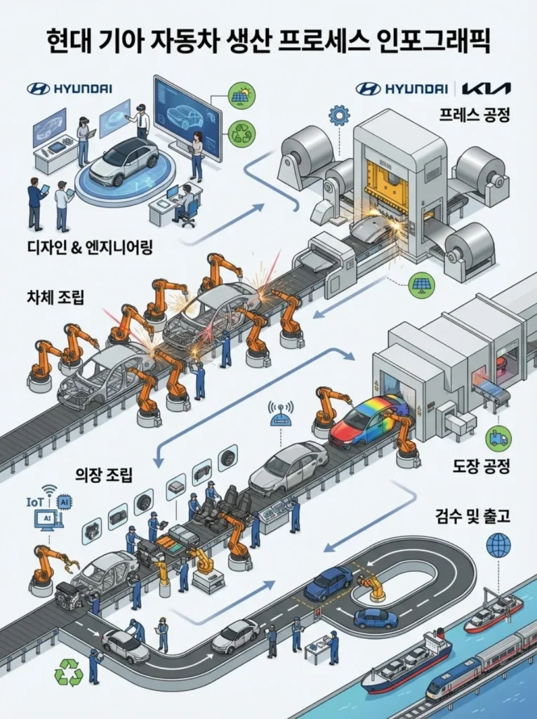 현대·기아 vs GM 자동차 구매·설계·개발·양산 부서별 프로세스 4 현대 기 아자동차 생 산프로세스