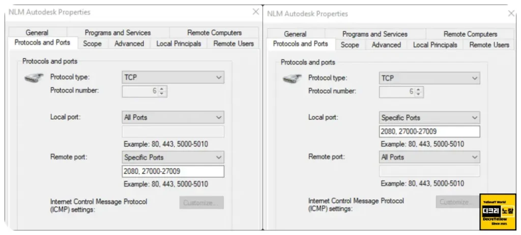 Autodesk 네트워크 라이선스 대여·반환 방법|AutoCAD BORROWLICENSE·LMTOOLS 관리 3 Autodesk NLM 방화벽 포트 2080 27000 27009 설정