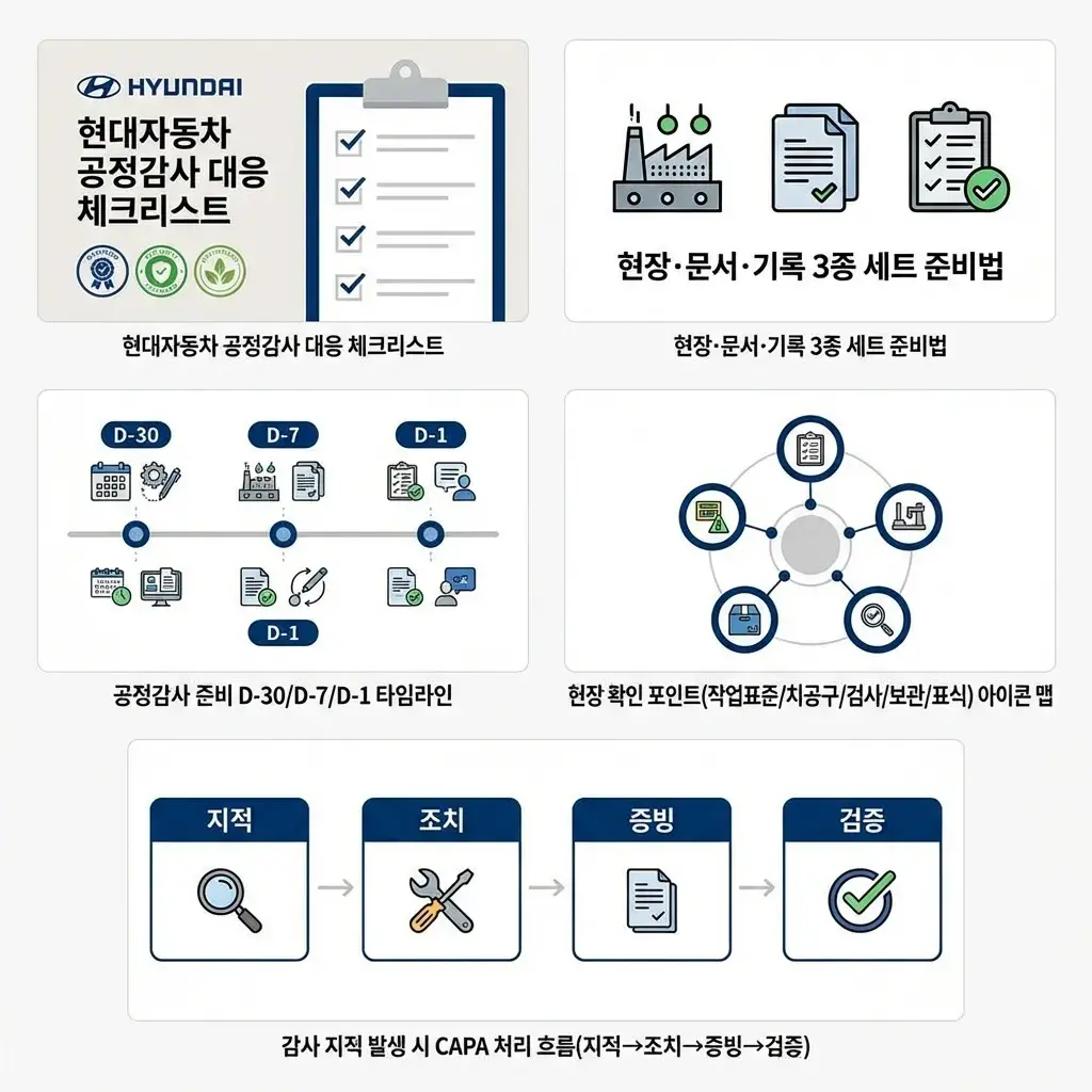 현대자동차 협력사 공정감사 대응 방법 현장 문서 기록 1 공정감사 대응 체크 핵심인 현장 문서 기록 이미지