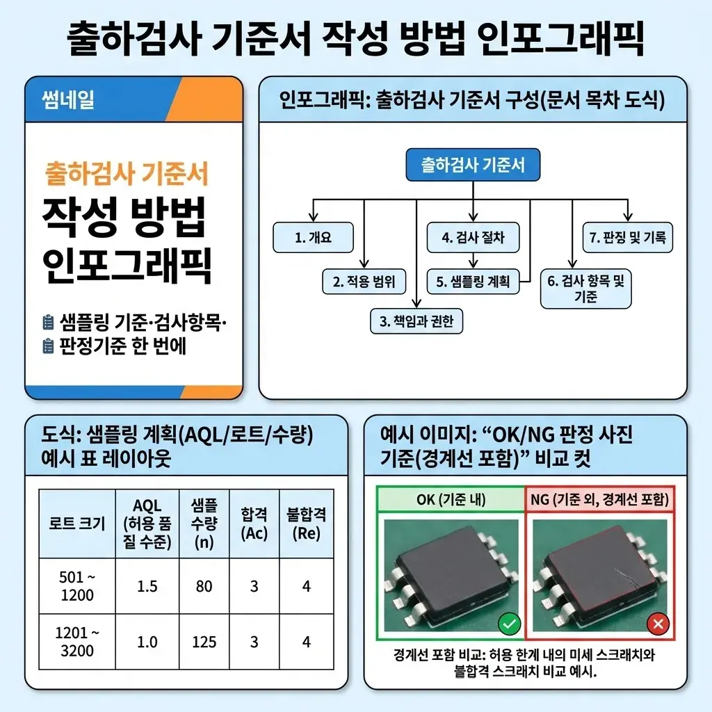 현대자동차 협력사 출하검사 기준서 작성 요령 실무자 교육용 1 출하검사 기준서 작성 요령 핵심 체크 항목 이미지