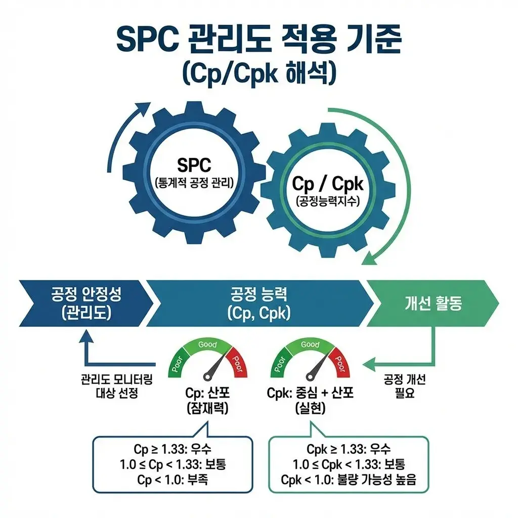 현대자동차 SPC 관리도 적용 기준 Cp Cpk 관리 현대차 기아차 생산품질 실무 1 현대자동차 협력사 SPC 관리도 및 Cp Cpk 공정능력지수 개념 이미지