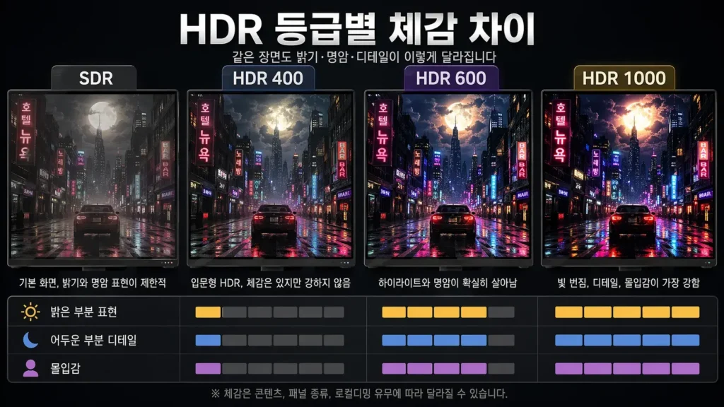 윈도우11 HDR 설정 최적화 방법 모니터 색감 보정까지 2 모니터 HDR 등급별 체감 차이