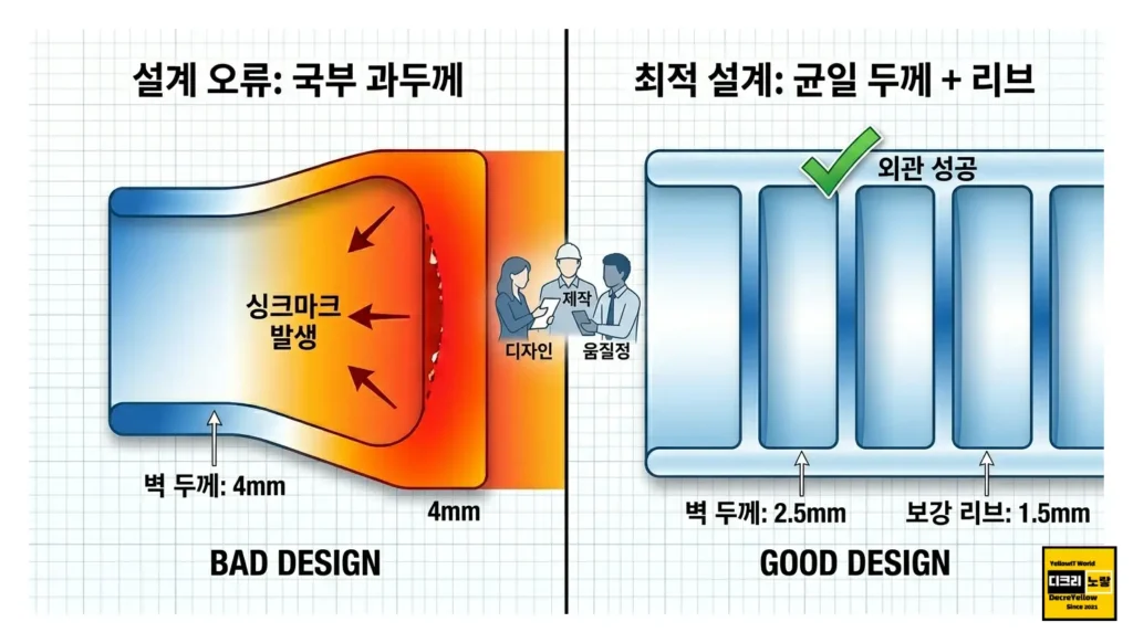 사출품 벽 두께 설계 기준과 수축 불량 줄이는 방법 1 벽 두께가 중요한 이유 균일하지 않은 냉각은 불량의 시작