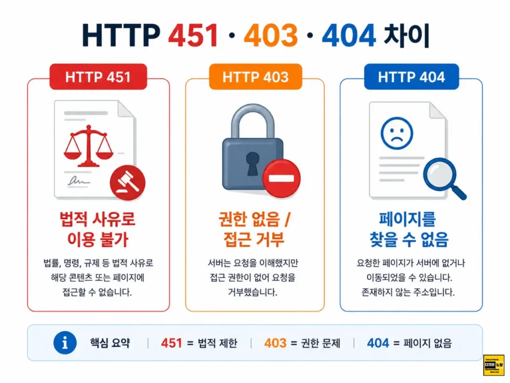 HTTP 451 법적 사유로 이용 불가 오류|토렌트 디씨 등 접속 안되는 사이트 4 http 451 403 404 차이