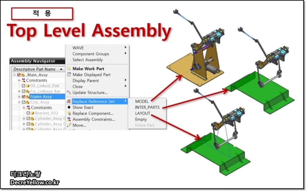 3D CAD NX 어셈블리 Assembly 구성 및 컴포넌트 추가 - Decre Yellow