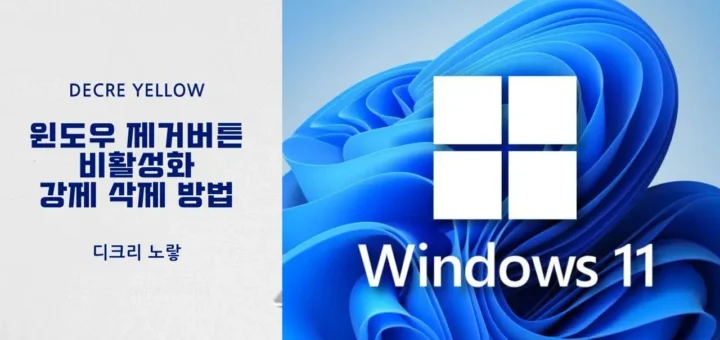 윈도우 제거 버튼 비활성화 강제 삭제 방법 정리