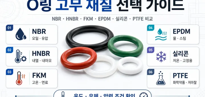 O링 고무 재질 종류 9가지｜NBR EPDM FKM 실리콘 선택 기준