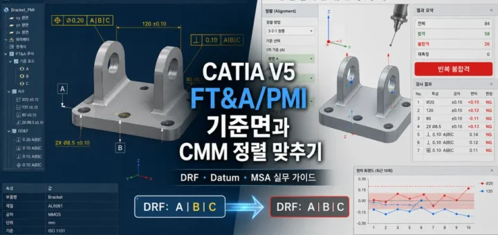 CATIA V5 FTA PMI로 기입한 GDT와 CMM 검사 기준이 불일치할 때 Datum 전략과 재발방지