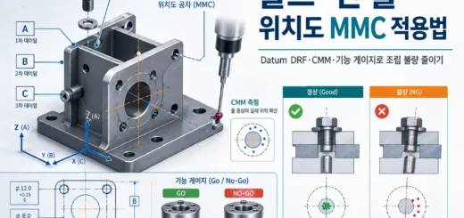 볼트·핀 홀 위치도 MMC 적용법｜Datum DRF·CMM·기능 게이지로 조립 불량 줄이기
