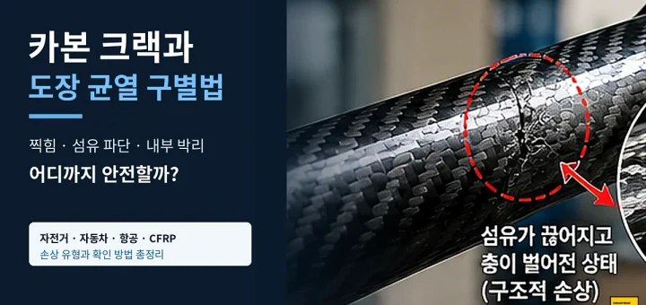 카본 자전거 프레임 크랙과 도장 균열 구별법, CFRP 섬유 파단과 내부 박리 검사