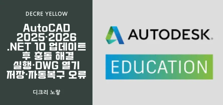AutoCAD 2025·2026 .NET 10 업데이트 후 충돌 해결｜실행·DWG 열기·저장·자동복구 오류 점검 순서