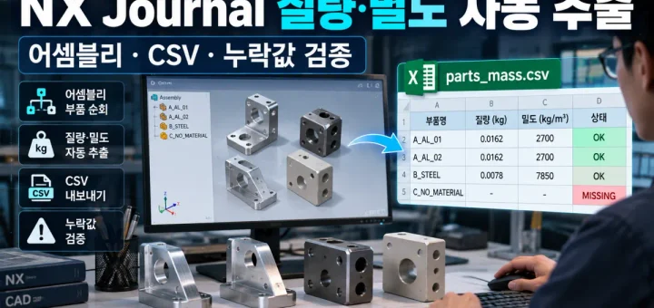 NX Journal로 부품별 질량·밀도 CSV 내보내기｜누락값과 단위 검증 2